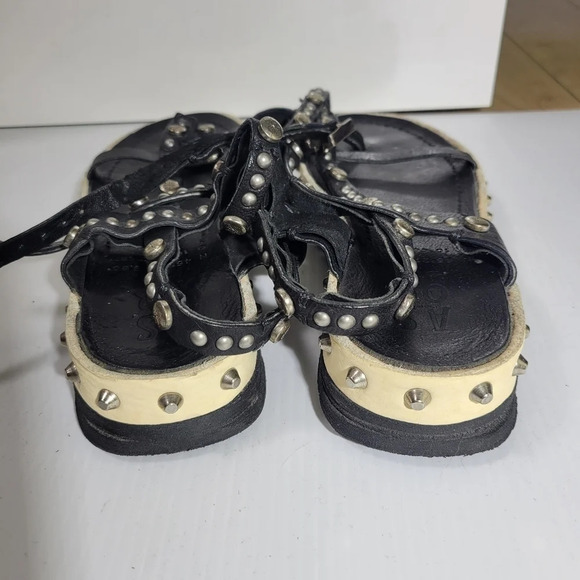 A.s.98 metal rock stud leather wrap platform sandals size 7 - Picture 4 of 12